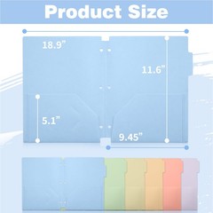 Plastic Folders with Pockets, 3 Hole Punched 6 Pack, Soft Pastel With Tabs
