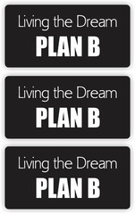 3x Living The Dream PLAN B Funny Hard Hat Stickers | Motorcycle Helmet Decals BK
