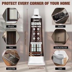Brown Silicone Caulk Kit: 1 Refill + 9 Packs, Shrink & Crack Proof, Waterproof