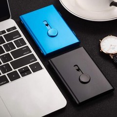 2 Pack Thumb Drive Business Card Holder Stainless Steel Slide Out Name Card Case