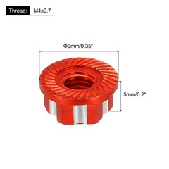 Hexagonal Nuts Aluminum M4 RC Wheel Hex Nuts for 1/10 RC Model Car 4PCS(Red)