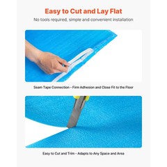 Floor Underlayment 300 sq ft 3mm 3-in-1 Vapor Barrier for Laminate Blue