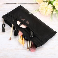 6Pcs Mesh Zipper Bags, B6 Travel Cases Nylon Makeup Pouches, Black