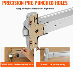 Door Push Bar Panic Exit Device, 28” Stainless Steel Commercial Emergency