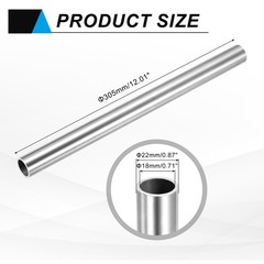 304 Stainless Steel Tube 18mm ID 22mm OD 305mm Length Metal Pipe Tubing