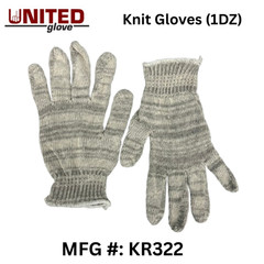 12 PAIR 1 DOZEN STRING KNIT GLOVES – Multi-Color, Large, United Glove #KR322
