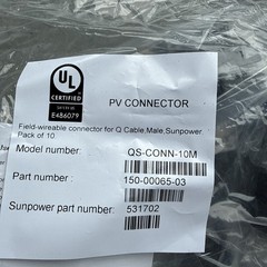Enphase Field-wireable PV connector for Q Cable, Male.Pack of 10.