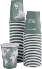 Compostable Disposable World Art 12Oz Large Coffee Cups, Case of 1000, Renewable