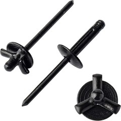 50Pcs 3/16″ X 4/5″ Large Head Tri-Fold Exploding Aluminum Pop Rivets (Black)
