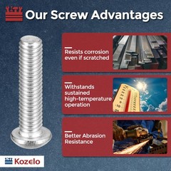 Kozelo 50pcs Button Head Socket Cap Screws – [M4-0.7x12mm] 18-8 Stainless Ste…