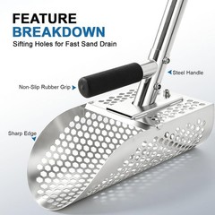Stainless Steel Sand Scoop for Metal Detecting, 45 Inches