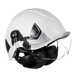 VEVOR Industrial Safety Helmet with Visor and Earmuffs Adjustable Vented Hardhat