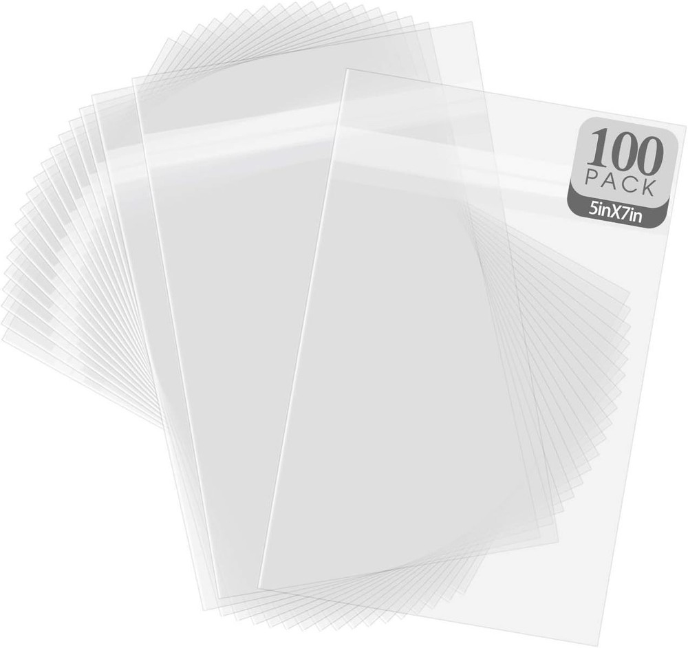 Golden State Art, Pack of 100, Acid-Free Crystal Clear Sleeves 5×7,