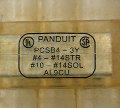 PANDUIT PCSB4-3-12Y MULTI-TAP CLEAR INSULATED ALUMINUM CONNECTOR BLOCK BOX OF 6