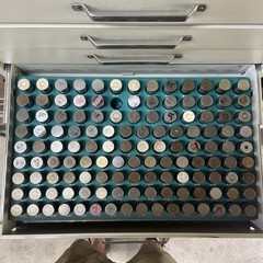 Vermont 6 Drawer Metric Pin Gage Set 1.5-22mm Plus Pin Gages .02mm Devs