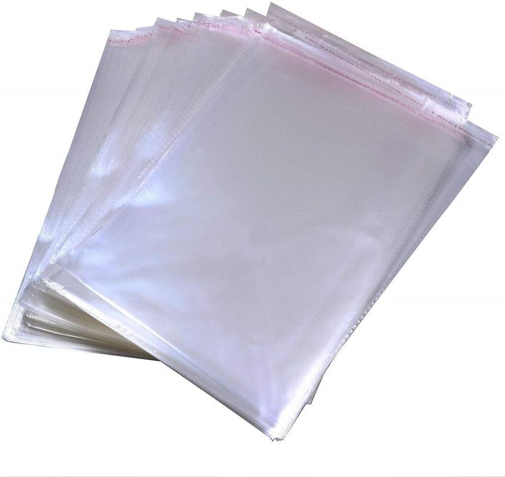 50 Pcs 12×16 Inch Self Seal Clear Cellophane Bags for Packaging Clothing T-Shirt