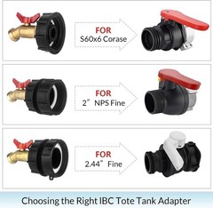 IBC Tote Hose Adapter 275-330 Gallon Water Tank High Flow Valve