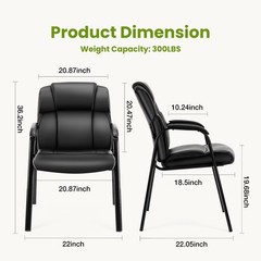 GIANNA Faux Leather Waiting Room Chair, Office Guest Chair with Padded Arms, for