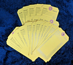 100-FIRE EXTINGUISHER 4-YEAR 2024-2027 INSPECTION Double Sided Tags 5 1/4 X 2 ½