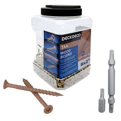 732 PCS 8×2 Inch Wood Screws Tan Ruspert Coating, Torx Star Drive Flat Bit Box