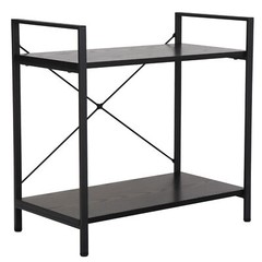 2-Shelf Durable Bookcase Steel Frame Bookrack Mini Retro Display Bookshelf Black