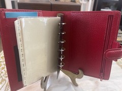 Filofax Finsbury Leather Pocket Organizer Red *Look Closely-minor tarnishing*