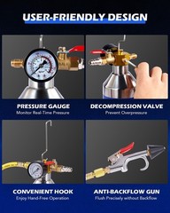 AC Flush Kit HVAC Flush Tool Canister 33.5 oz Stainless Steel Automotive