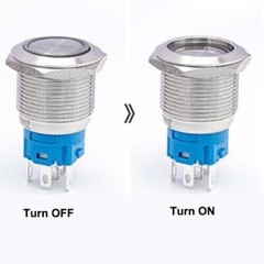 19mm 12V LED ON OFF Push Button Power Switch Latching with Wire Socket HarnessUS