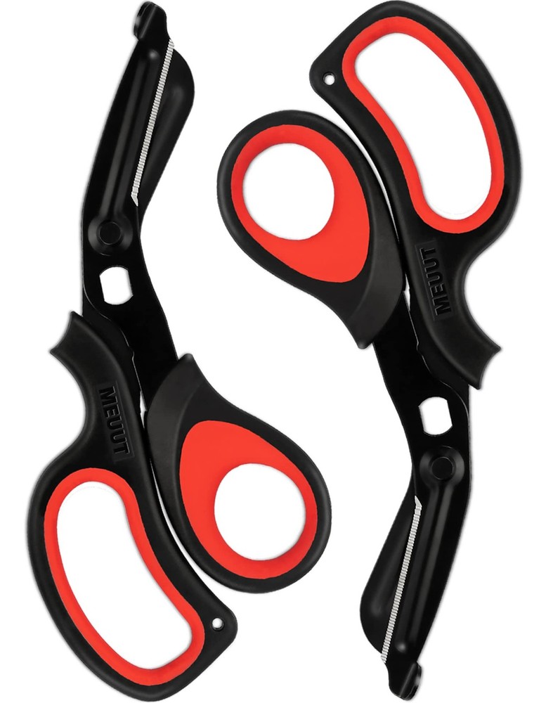 MEUUT 2 Pack Medical Scissors Trauma Shears for Left and Black/Red+black/Red