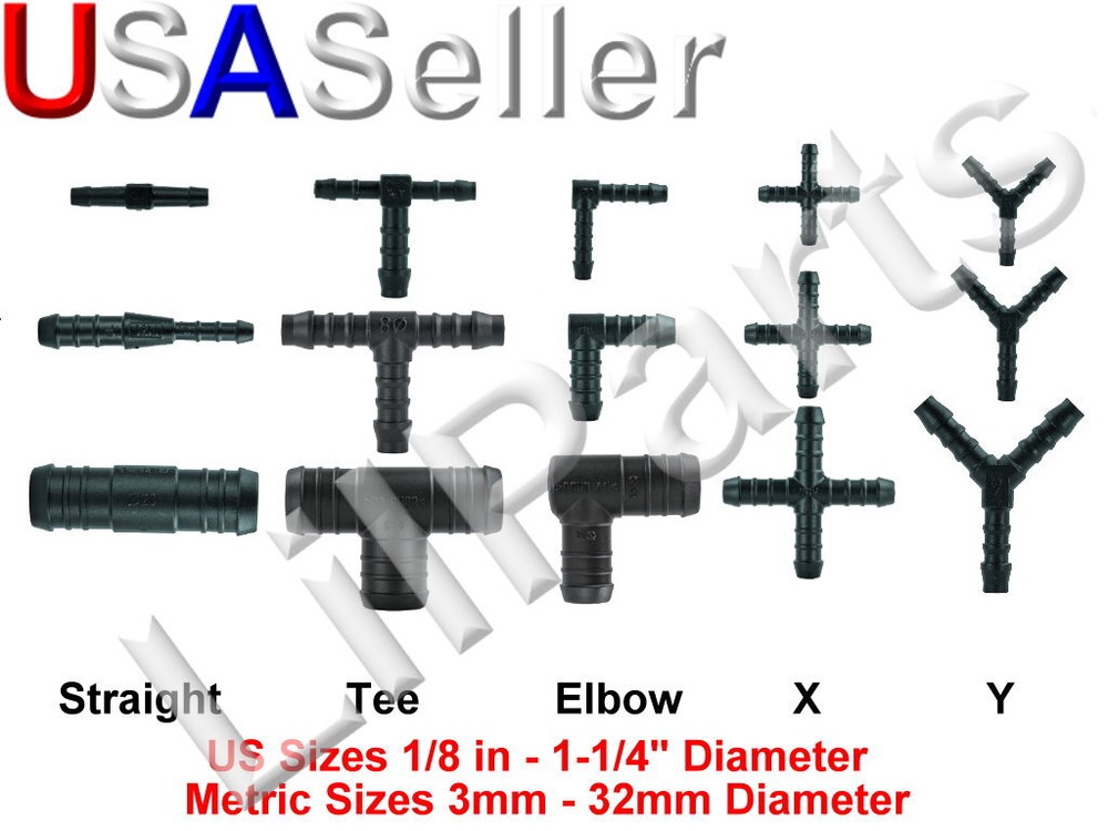 Vacuum Air Fuel Water Line Tube Hose Barbed Connector Coupling Tee Elbow T X Y