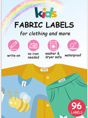 No-Iron Fabric Labels, Kids Clothing Labels Self-Stick Write-On, Name Labels for