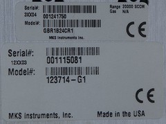 MKS GBR1B24CR1 20000 sccm/20 slm GBROR Mass Flow Verifier, ASM 54-123388A15
