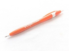 30 Misprint Click Pens: JAVALINA Hub Pen Lot WHITE & CORAL ORANGE 🍊 Blue Ink