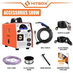 HITBOX 4IN1 MMA Gas/Gasless MIG Welder Lift TIG Welder & Welding Helmet Pro Home