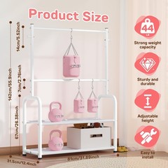 ZHKINGGS Kids Clothing Rack with 2-Layer 29.53″W x 13.58″D x 55.9″H, White