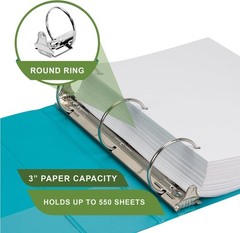 Vibrant Turquoise Plant-Based Binder, 3-Inch Capacity for Stylish Organization