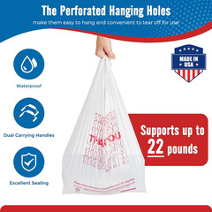 1000 Count Thank You Plastic Bags 12 X 6.5 X 21 White T-Shirt Grocery Bulk