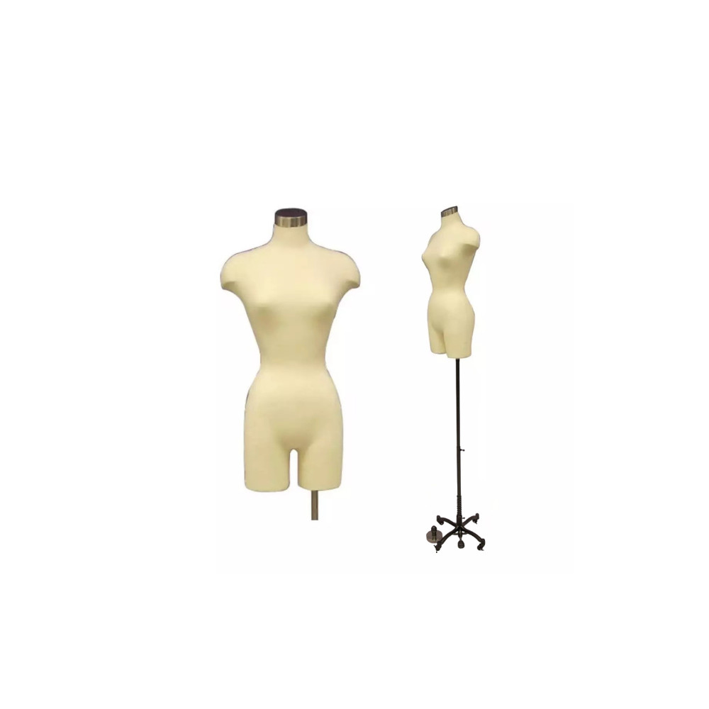 Size 6-8 Female Dress Form Mannequin Off White Pinnable Torso with Wheel Base