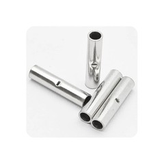 100Pcs 22-18 AWG Non Insulated Butt Connectors, Seamless Bare Copper Crimp Termi