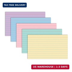 C-Line 3” x 5” Index Cards, Assorted Colors, Ruled, 100/PK (48810)