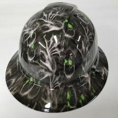 NEW FULL BRIM Hard Hat custom hydro dipped GREEN EYED CREEPER SKULL EVIL