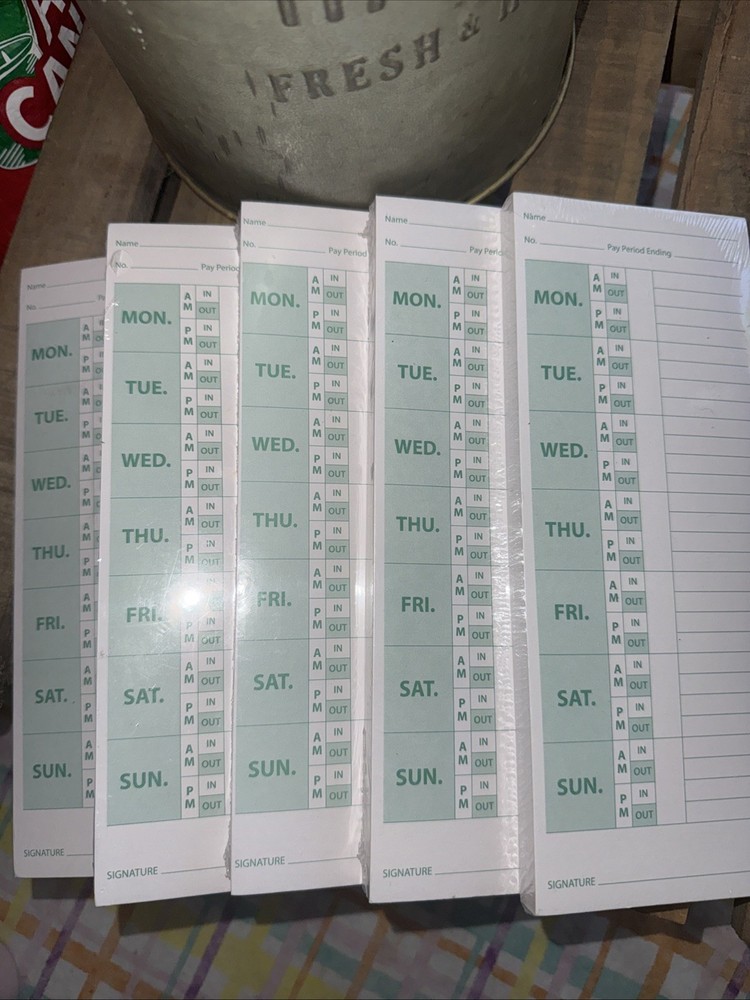 Lot 5-50 Count Weekly JOT Time Clock Cards Timecard Employee Payroll 3.38 X 8.87