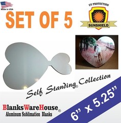 Heart Shaped Sublimation Photo Blank Self Standing, with attached stand, 5 pc**