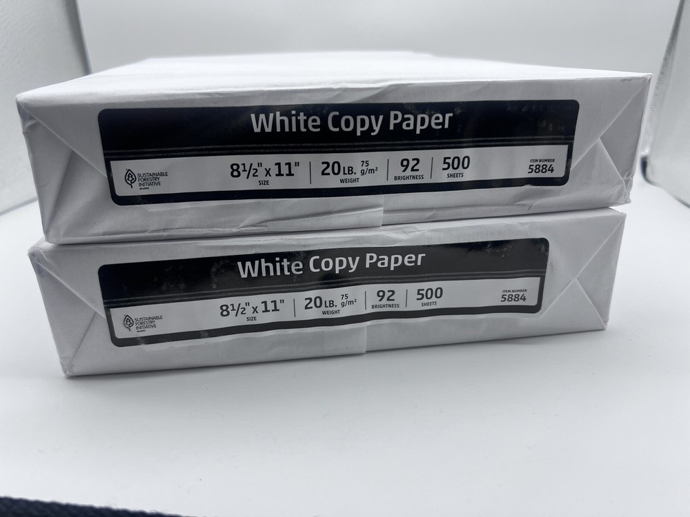 White Copy Paper 8 1/2 X 11, 500 Sheets Each Total 1000, 92 Brightness – 2 Pack