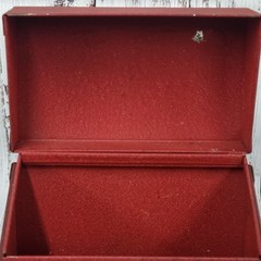 Vintage steel index card flip top box red 8x6x3.500″