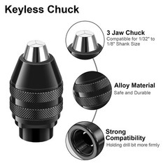 15PCS Drill Keyless Chuck Collet Kit 1/32″ to 1/8″ Shank for Dremel Rotary Tool