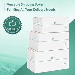 30 Pack Assorted Small Shipping Boxes – White Corrugated Mailers for Small Bu…