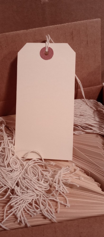 200 Manila Tags Approximately 4 3/4″ x 2 3/8″ Size 5 Shipping Hang Tag w/String