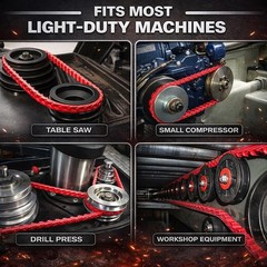 High-Performance 5FT Power Twist V Belt 3/8” Wide, Red & Durable Composition