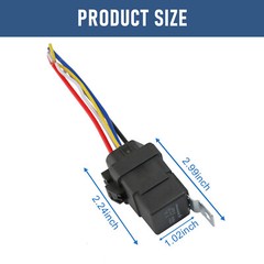 Waterproof 5 Pin 12V 40 Amp Relay & Socket W/ 5″ 12 Gauge Wire Pigtail Harness